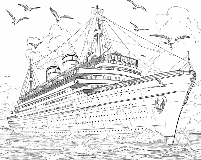 豪華客船の旅の塗り絵