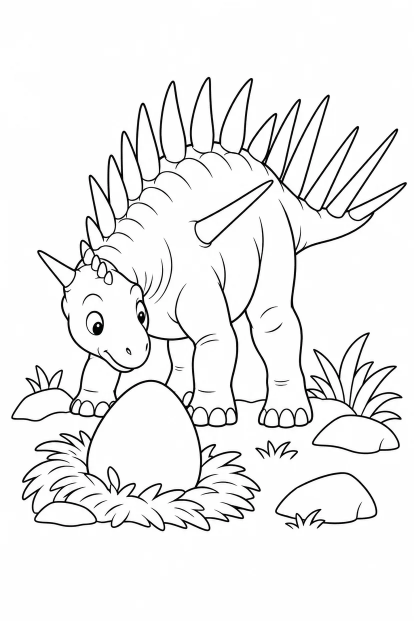 ケントロサウルスと大きなたまごの塗り絵