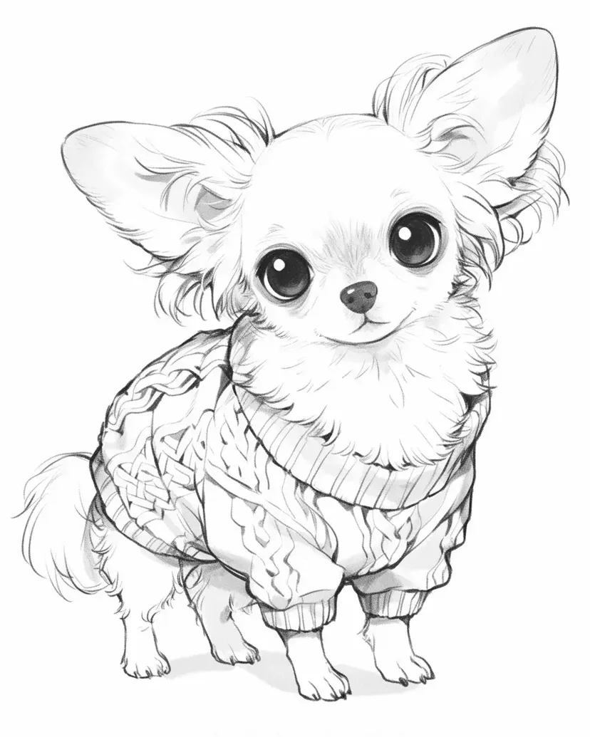 セーターを着たチワワの塗り絵