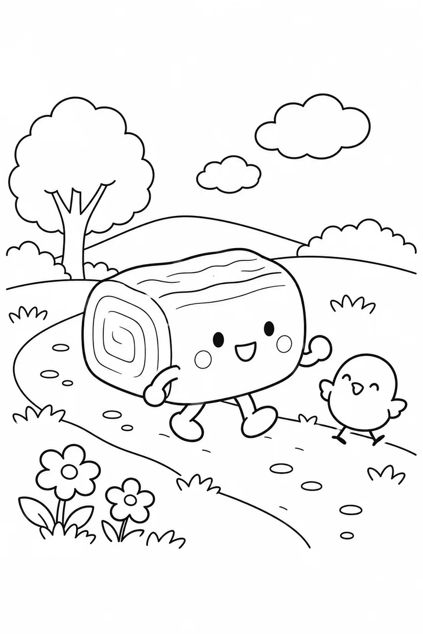 だし巻き玉子の小さなお散歩の塗り絵