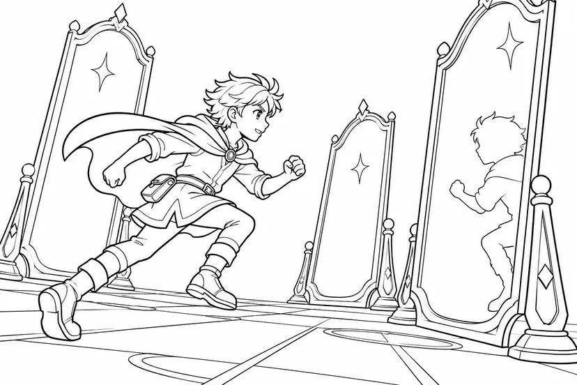 鏡の迷宮を走る見習いの塗り絵