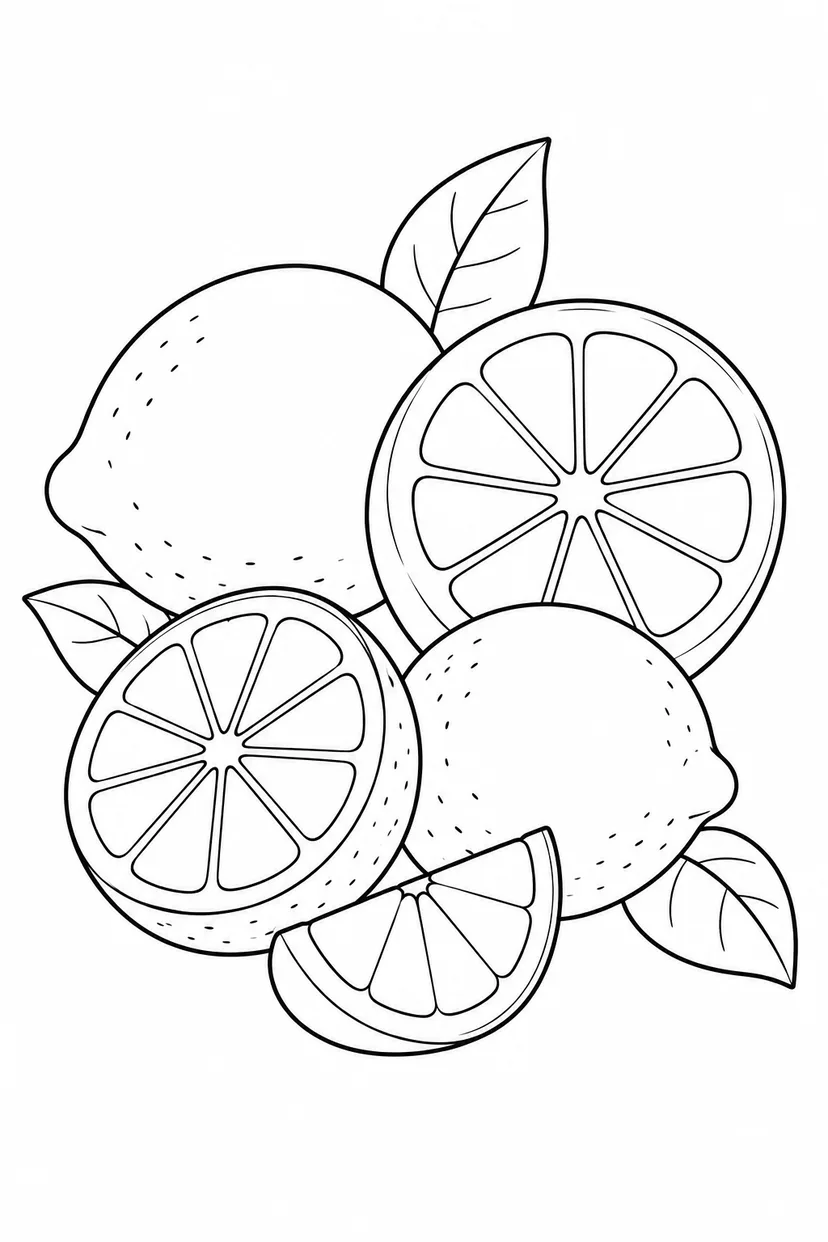 レモンとライムの輪切りの塗り絵