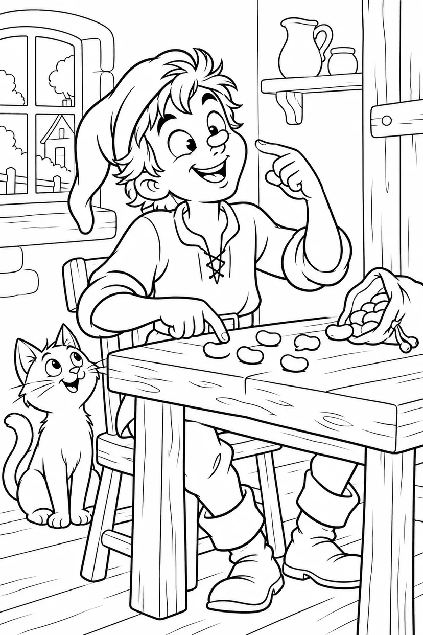 Jack and the Beanstalk・Comedy — A bean balanced on the nose coloring page