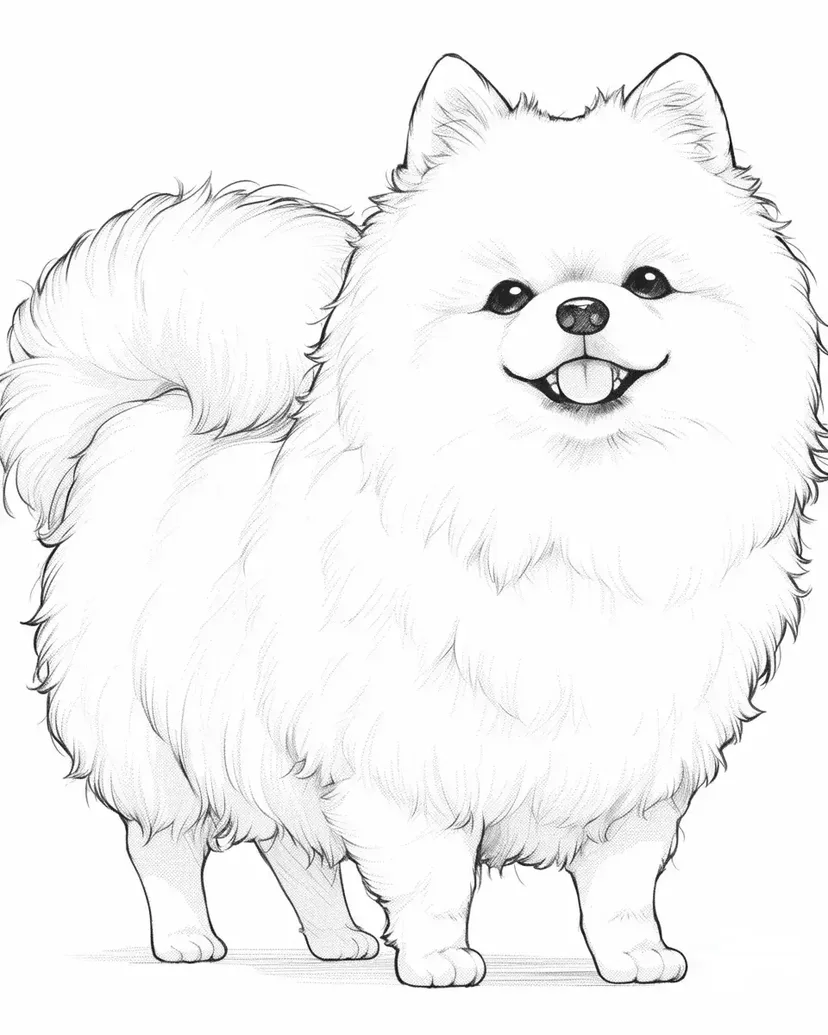 ふわふわポメラニアンの塗り絵