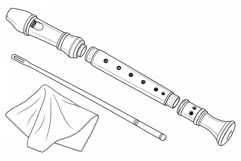 Coloriage Flûte à bec démontée