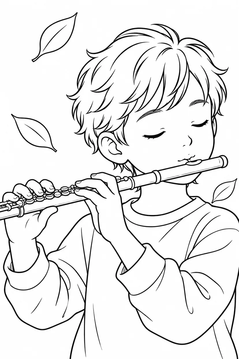 フルートのひびきの塗り絵