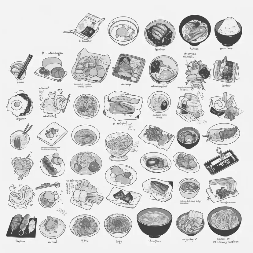 日本料理の学習シートの塗り絵