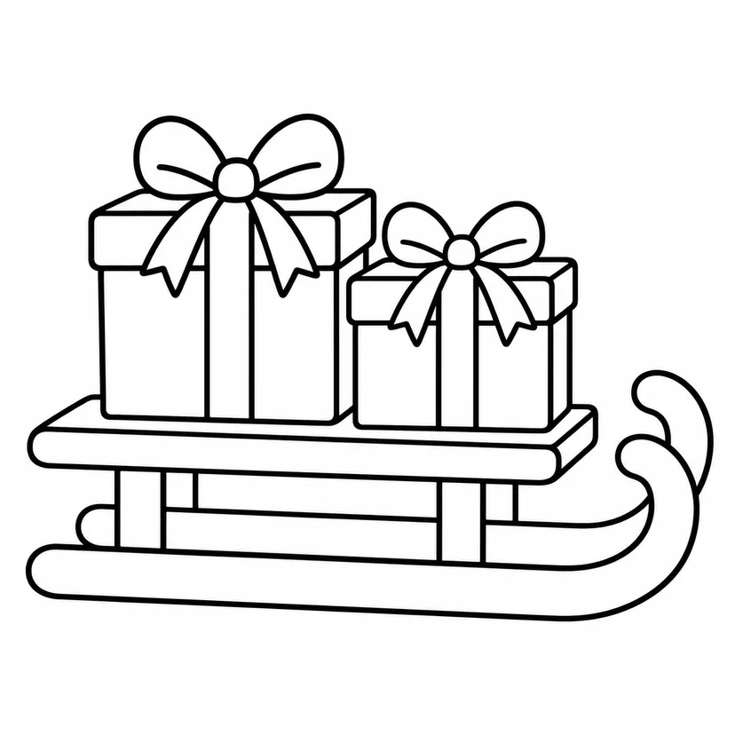 プレゼントのそりの塗り絵