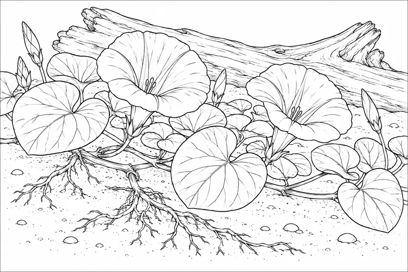 Dibujo de Plantas costeras meciéndose al viento para colorear
