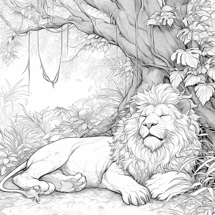 King of the Jungle Lion coloring page