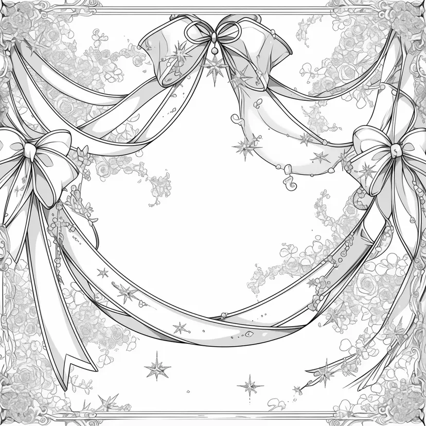 Dibujo de Marco Elegante de Cinta para colorear