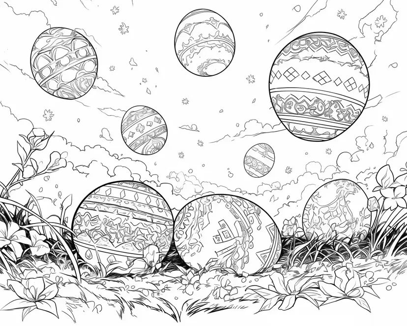 Dibujo de Huevos Misteriosos Flotantes para colorear