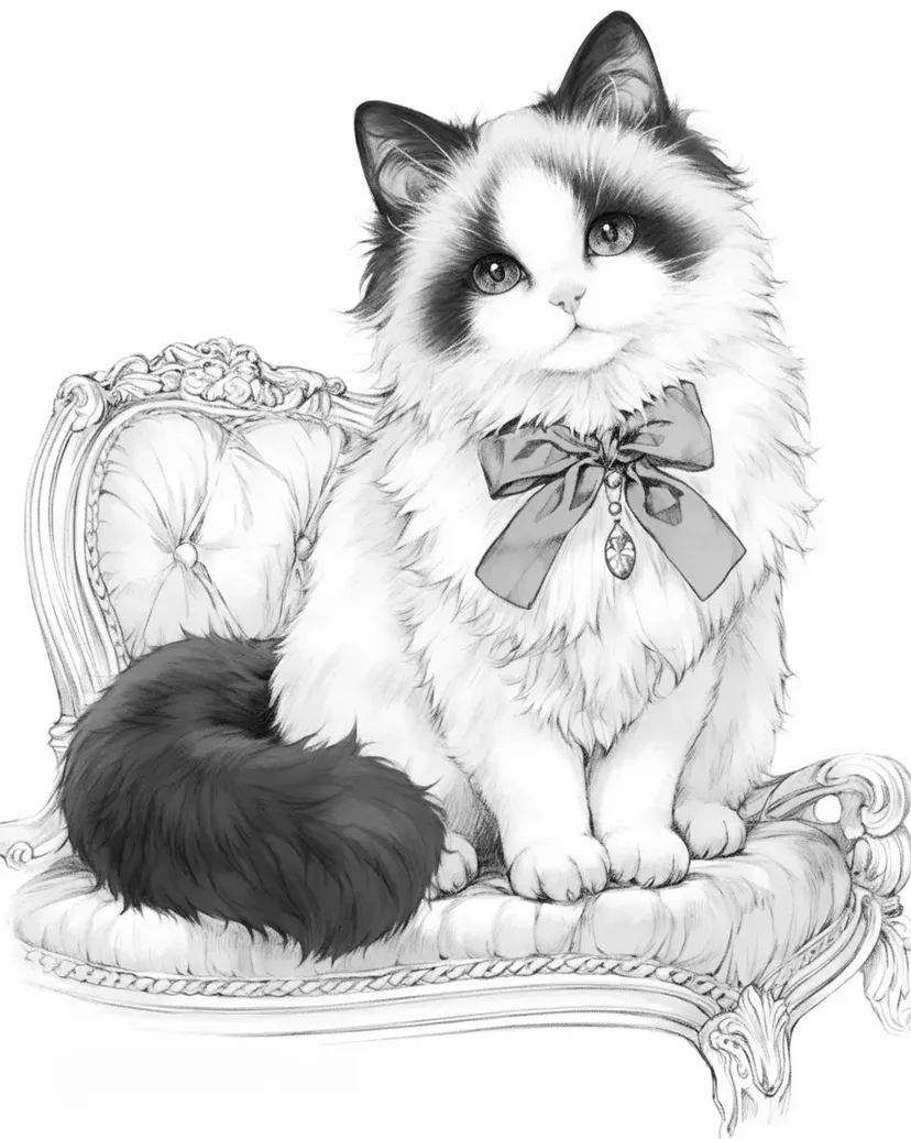 शाही रैगडॉल रंग भरने का चित्र