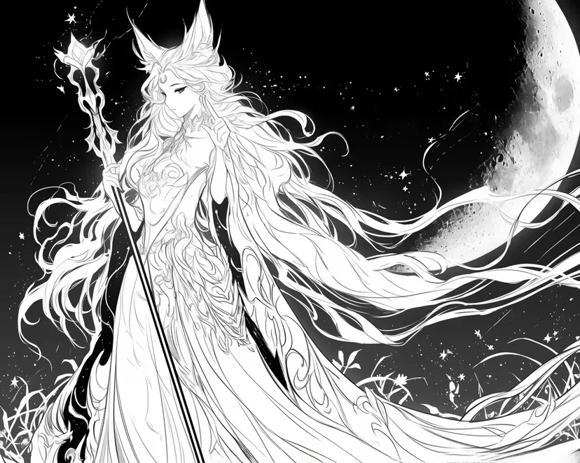 Moonlit Witch coloring page