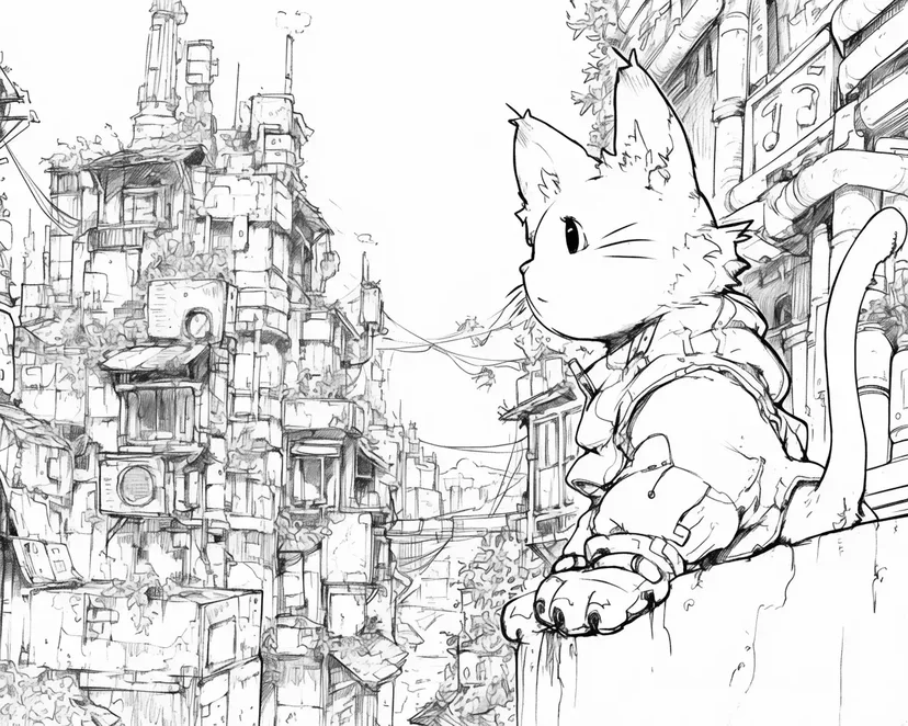 Dibujo de Gato Aventurero para colorear