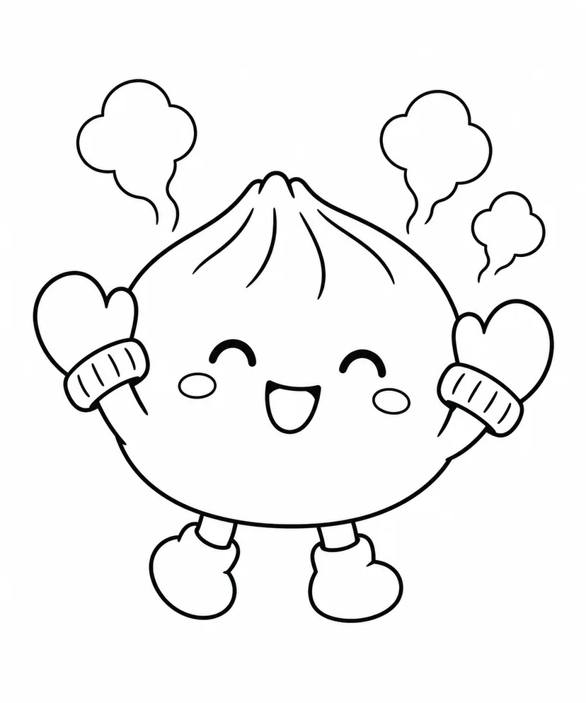 肉まんの手ぶくろの塗り絵