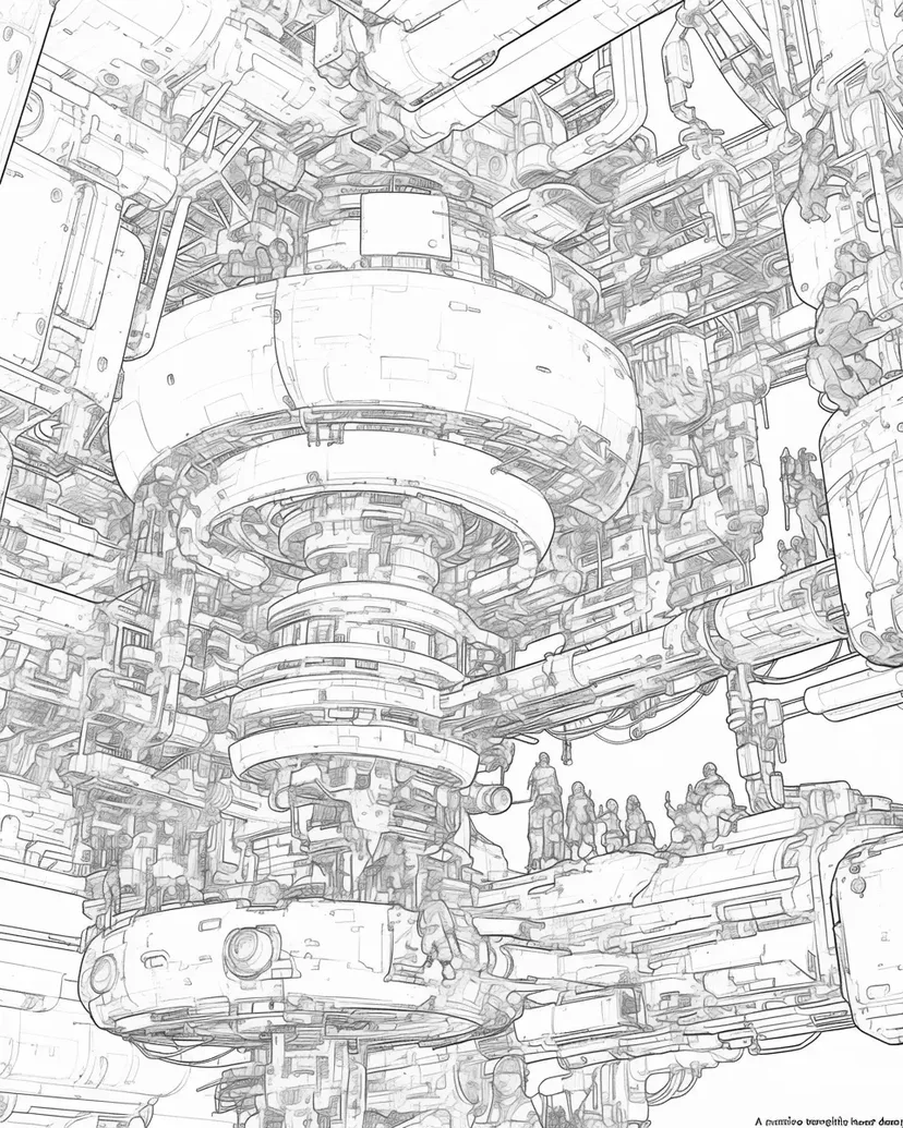 Dibujo de Torre Mecánica Futurista para colorear