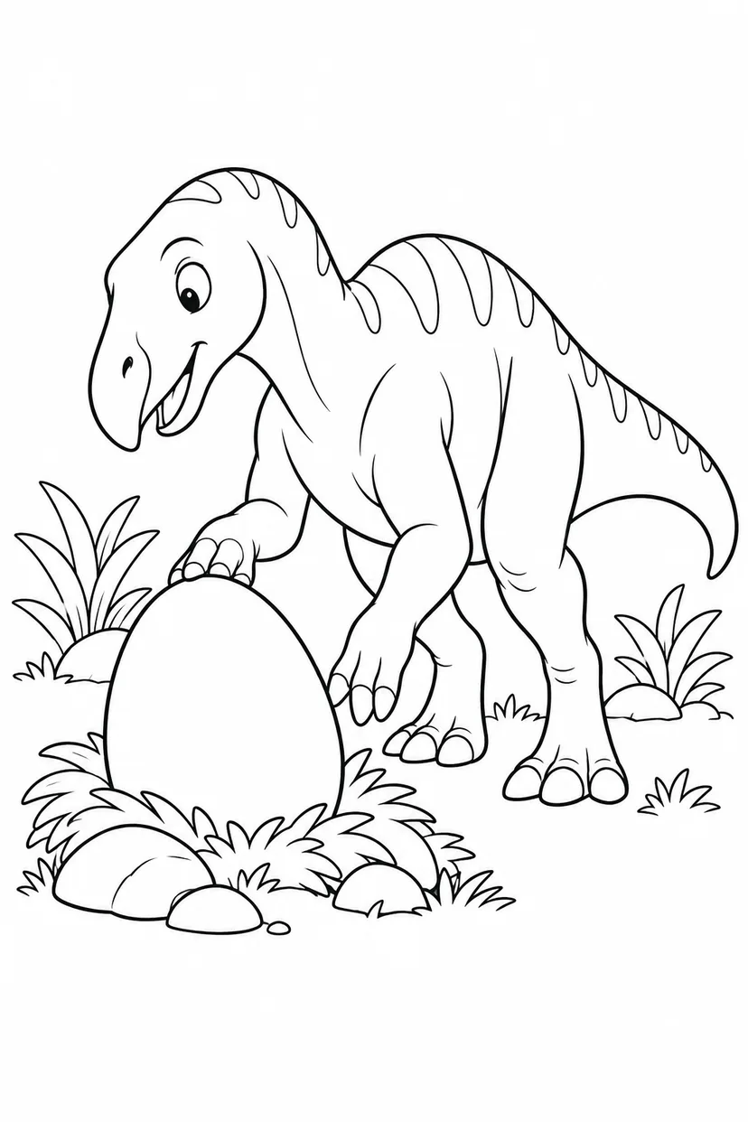 イグアノドンと大きなたまごの塗り絵