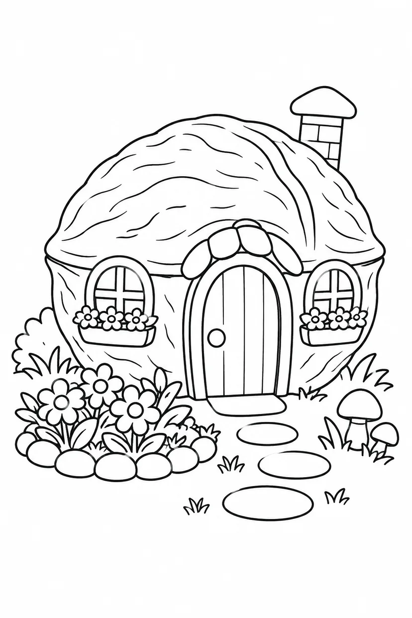 くるみのおうちの花壇の塗り絵