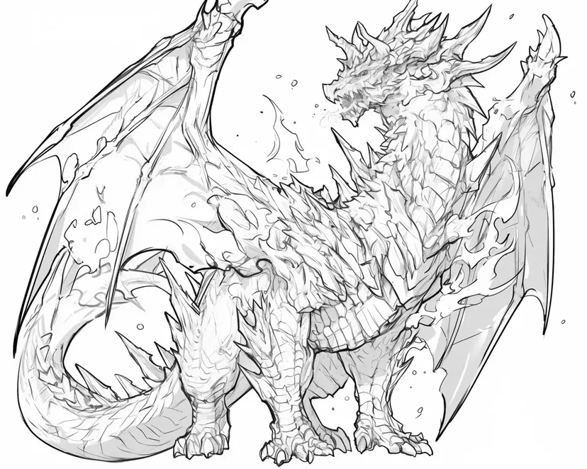 Majestic Fire Dragon coloring page