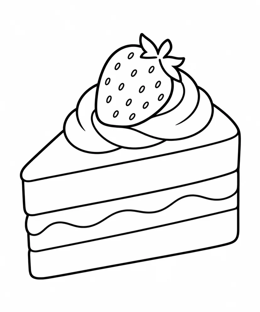 いちごひとつのケーキの塗り絵