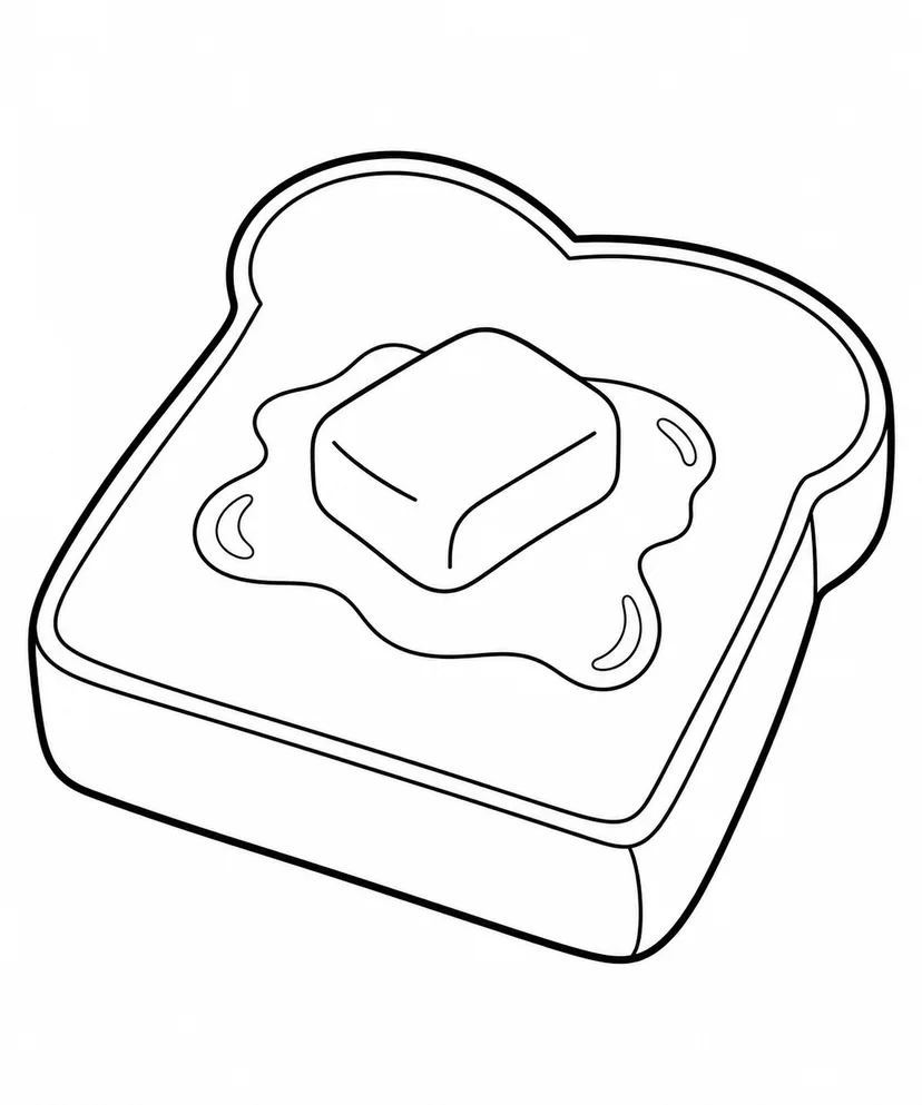 おおきなバタートーストの塗り絵