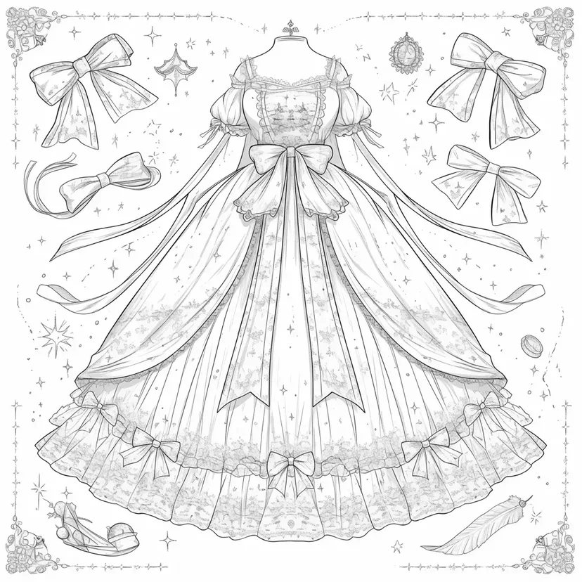 Dreamy Princess Dress coloring page