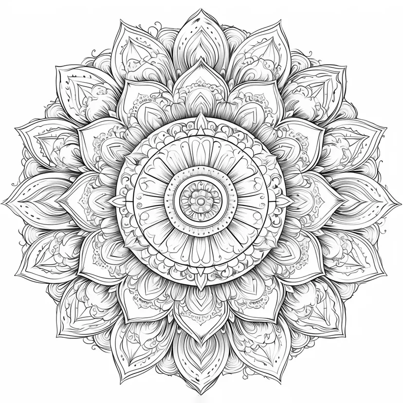 美しい曼荼羅模様の塗り絵