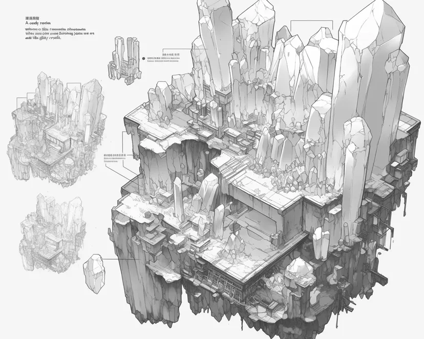 Dibujo de Isla Flotante de Cristales para colorear