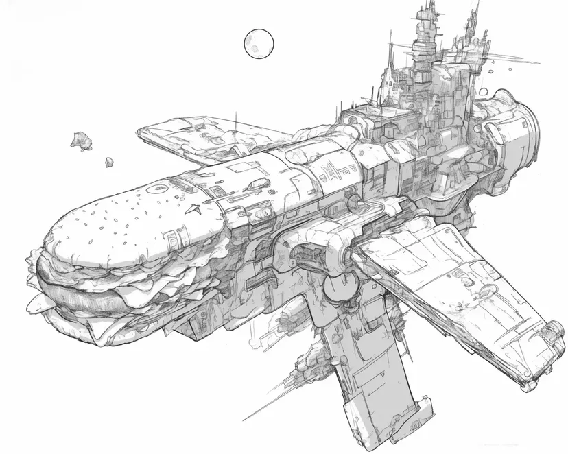 Hamburger Spaceship coloring page