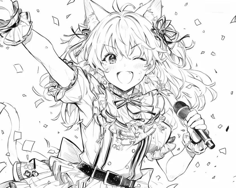 Energetic Live Idol coloring page