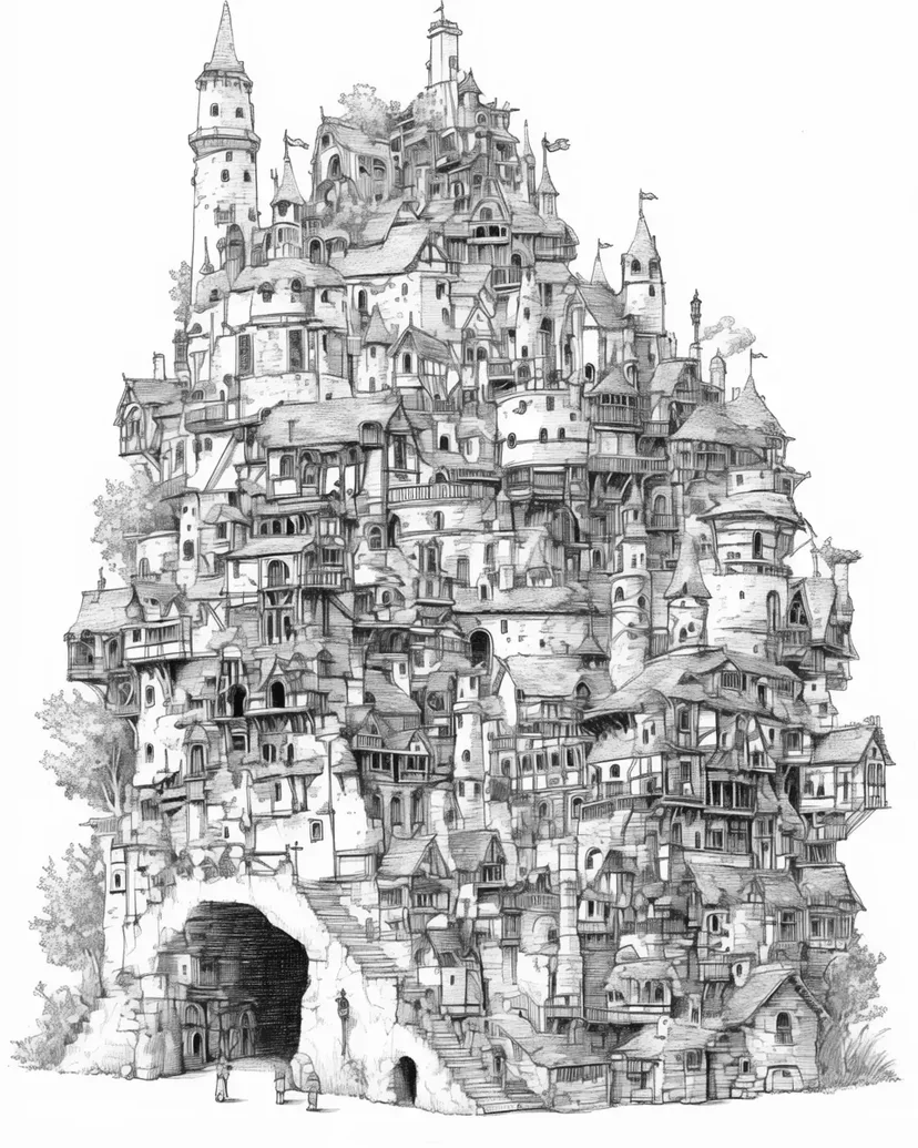Dibujo de Castillo de Fantasía para colorear