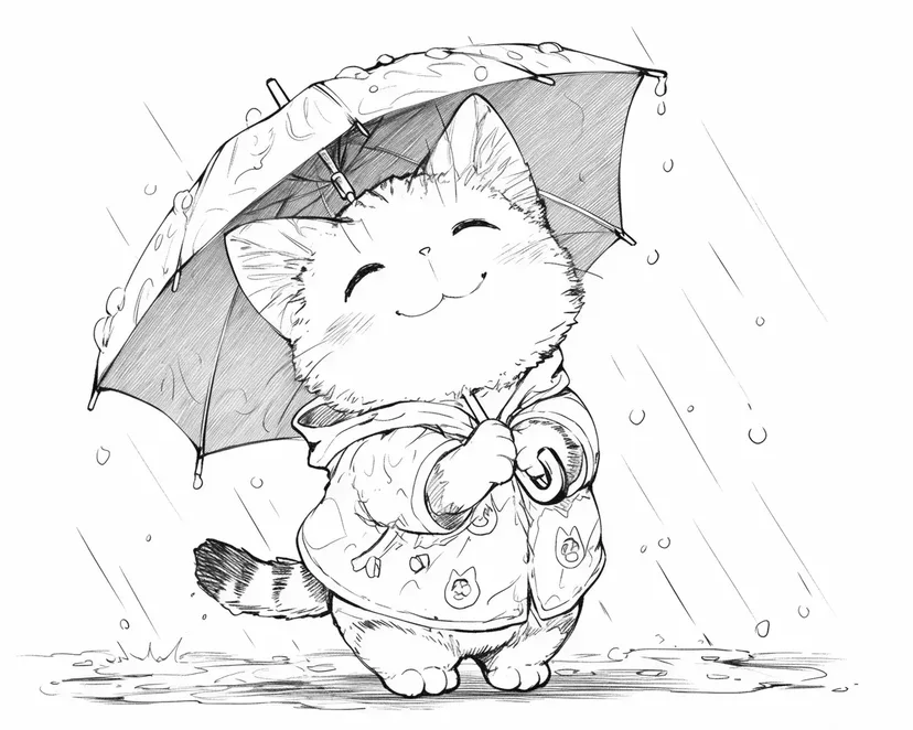 雨の日のにゃんこ