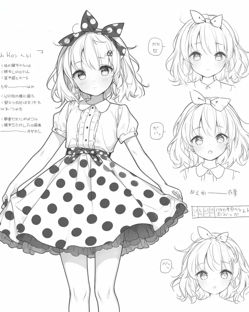 Girl in a Polka Dot Dress coloring page