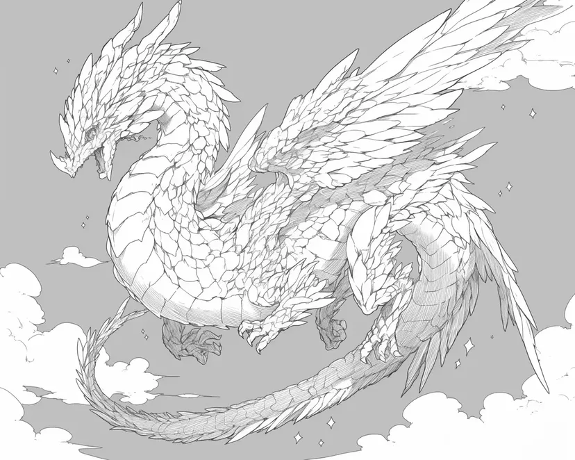 Dibujo de Dragón del Cielo para colorear