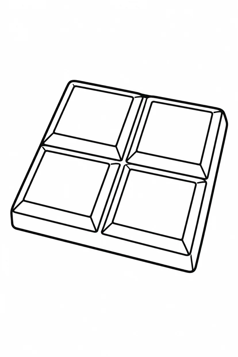 四つにわかれた板チョコの塗り絵