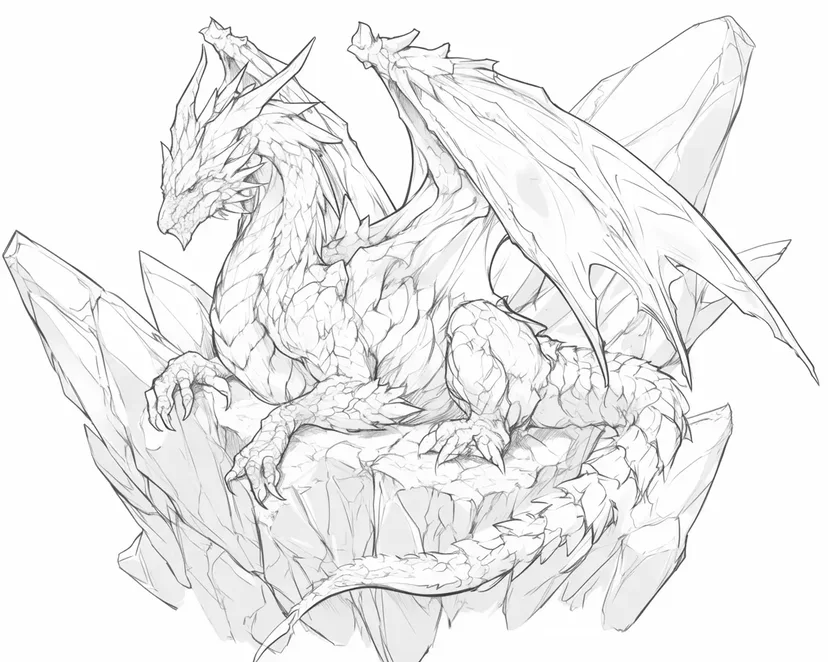 Mystical Dragon on Ice coloring page