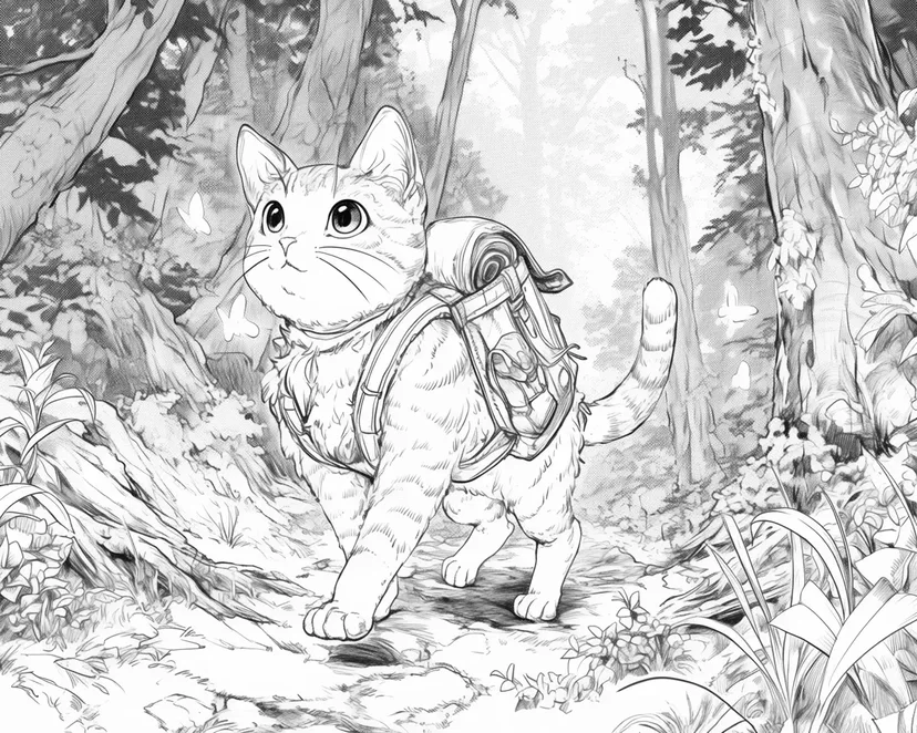 Dibujo de El Viaje del Gato Aventurero para colorear