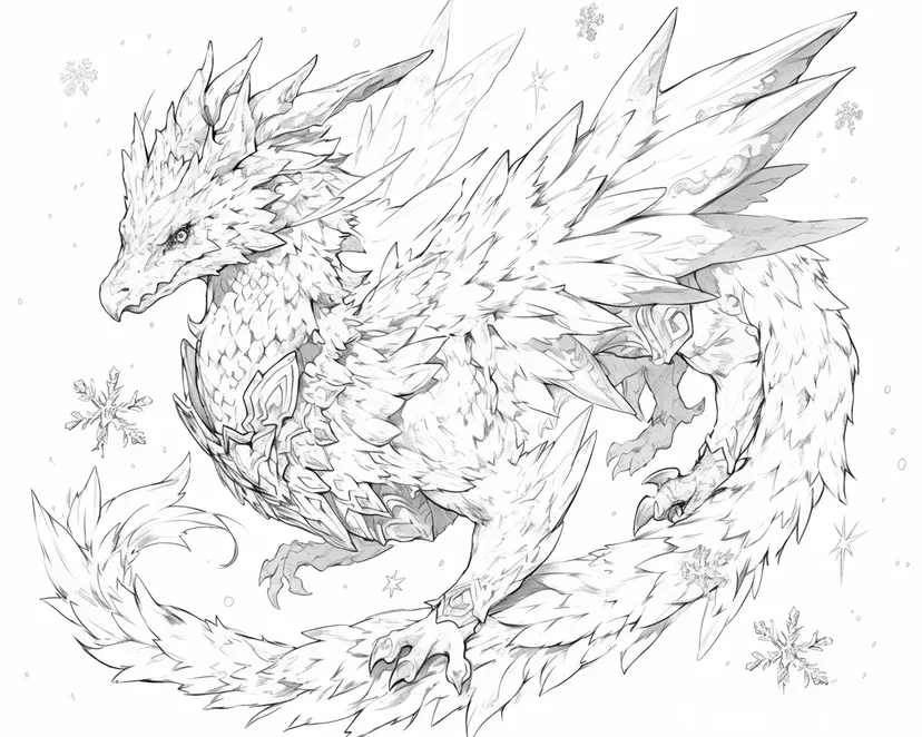 雪のドラゴンの塗り絵