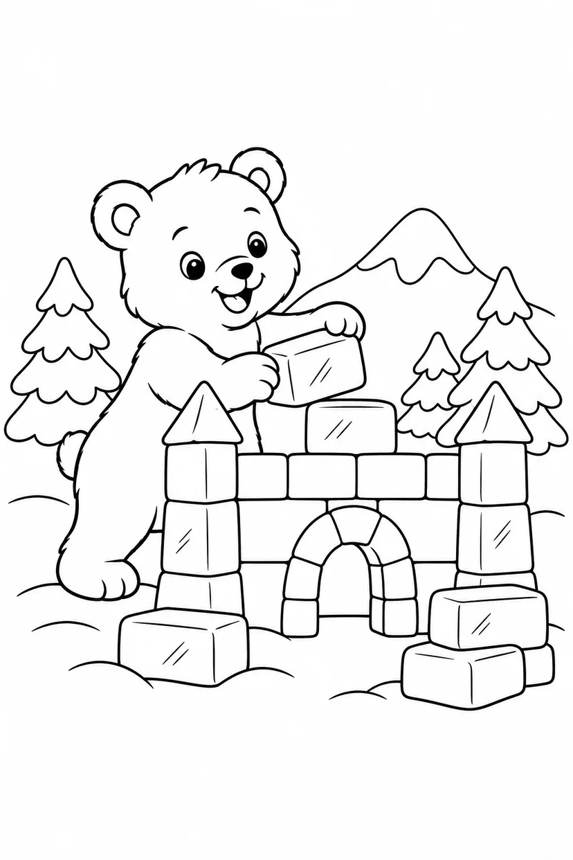 こぐまの氷のお城の塗り絵