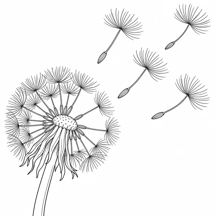 Dibujo de Semillas de diente de león al cielo para colorear