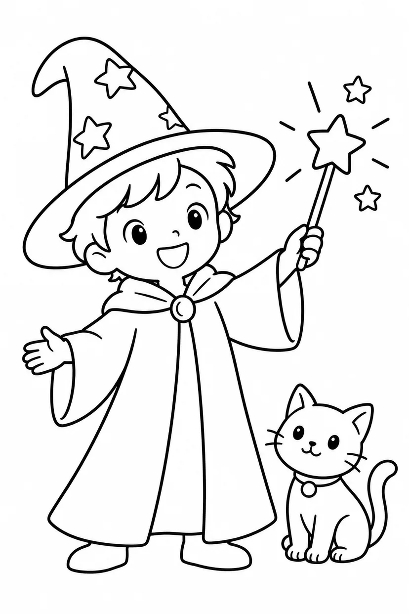 魔法使いと星のつえの塗り絵