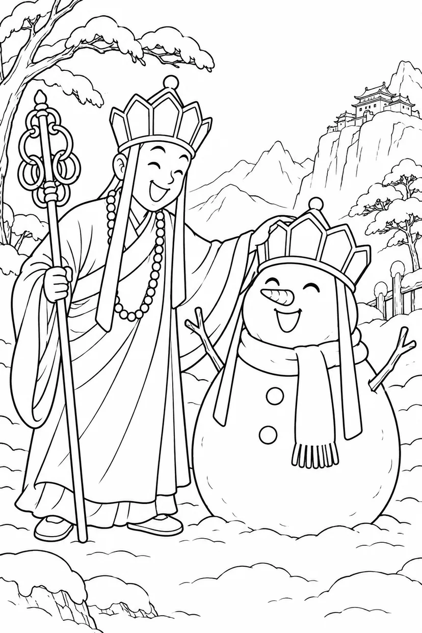どたばた西遊記：三蔵と雪の道の塗り絵