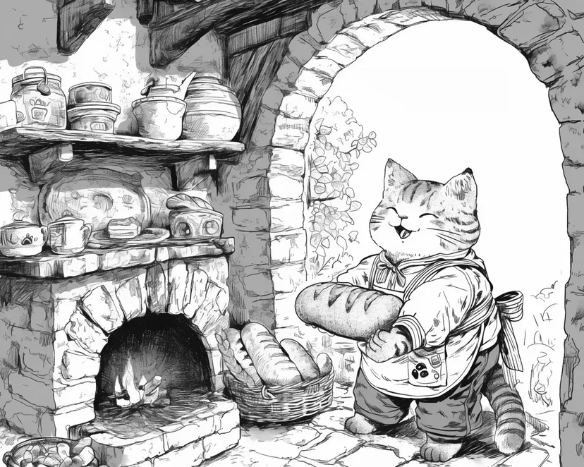 面包师猫涂色页