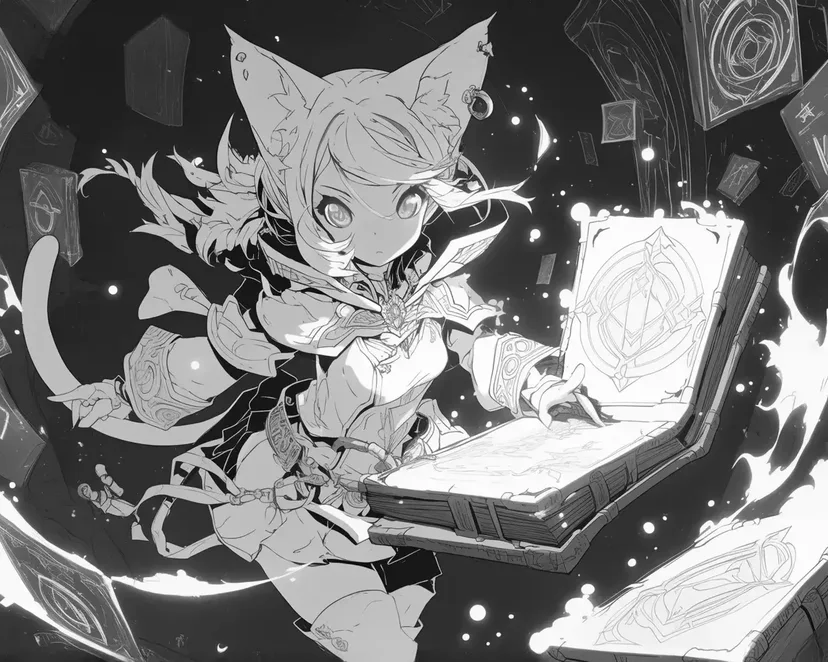 魔法の書と猫耳の冒険者