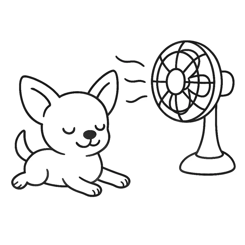 Dibujo de Cachorro Relajándose en la Brisa Fresca para colorear