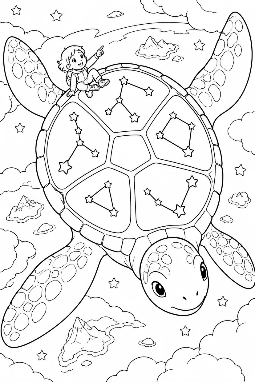 星座をのせた大きなカメ