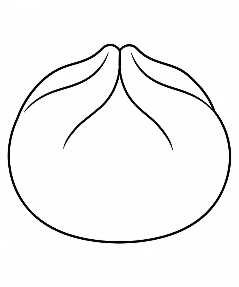 四つのひだの肉まんの塗り絵