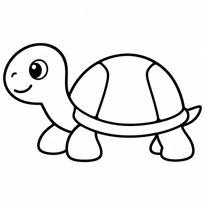 まるいこうらのかめの塗り絵