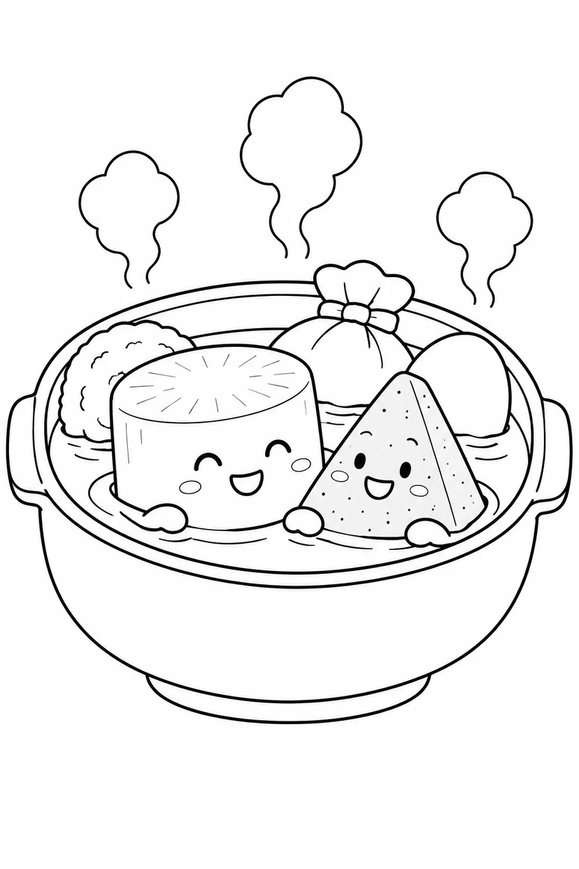 おでんの大根とこんにゃくの塗り絵